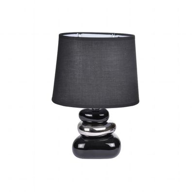 Homea Design Keramik Tischlampe 30cm Tischleuchte Nachttisch Lampe schwarz