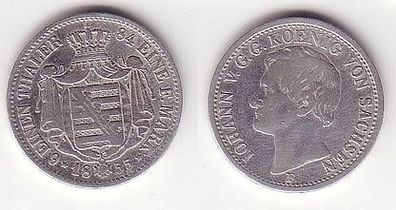 1/6 Taler Silber Münze Sachsen 1855 F
