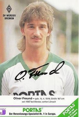 Oliver Freund Werder Bremen 1989-90 Autogrammkarte + A29331