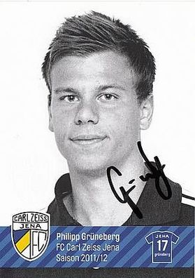 Philipp Grüneberg FC Carl Zeiss Jena 2011-12 Autogrammkarte + A30173