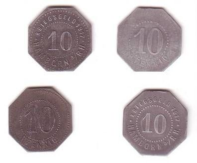2 x 10 Pfennig Zink Not Münzen Stadt Hamborn a. Rh. 1917