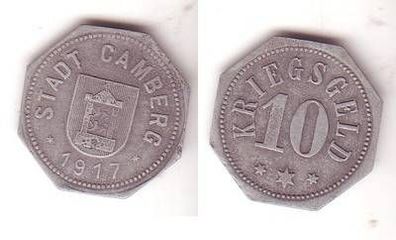 10 Pfennig Zink Not Münze Stadt Camberg 1917