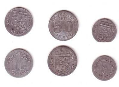 5, 10, 50 Pfennig Zink Not Münzen Stadt Elberfeld 1917