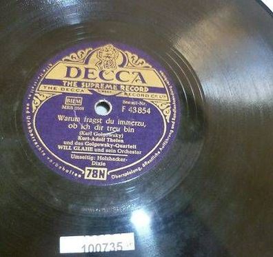 100735 Schellackplatte Decca "Holzhacker-Dixie"