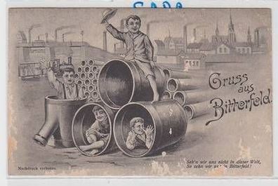 53981 Humor Reim Ak Gruß aus Bitterfeld 1916