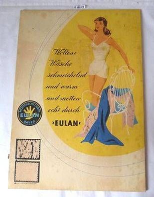 alter Reklame-Aufsteller Eulan Bayer Leverkusen aus Pappe um 1950