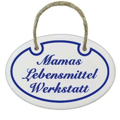 Email Emaille Mamas Lebensmittel Werkstatt Türschild Oval Metallschild 10cm x 7cm