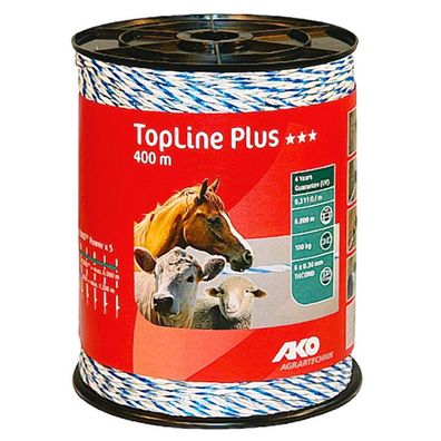 2 Stück 400 m TopLine Plus Weidezaunlitze Elektrozaun weiss-blau TriCond