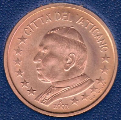 5 Cent Vatikan 2002 Euro-Kursmünze mit Papst Johannes Paul II