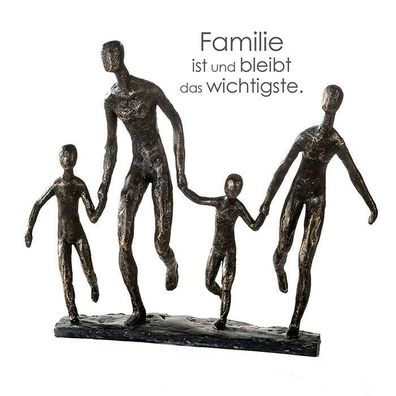 Design Skulptur Familie 32x35cm bronze optik Family Kinder Kind Dekoration