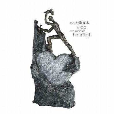 Design Skulptur Heart Herz 37cm bronze optik Bergbau Bergmann Steinmetz Figur