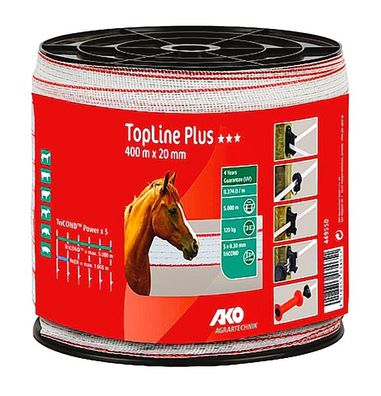 400 m Weidezaunband TopLine Breite 20 mm Bruchlast 120 kg 5 x 0,30 mm Tricond