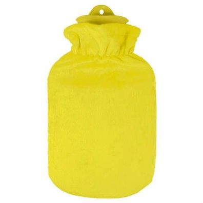 Wärmflasche 2 Liter Bettflasche Wärmetherapie samt weich Flauschbezug Gelb