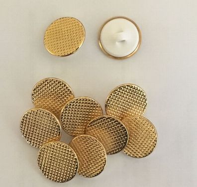 10 Knoepfe 18 mm metall Kunststoff gold farbend geriffelt (0,33€/1Stk)