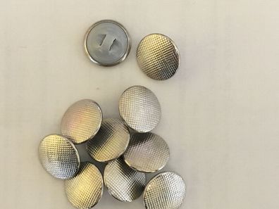 10 Knoepfe 14 mm metall Kunststoff silber farbend geriffelt (0,33€/1Stk)