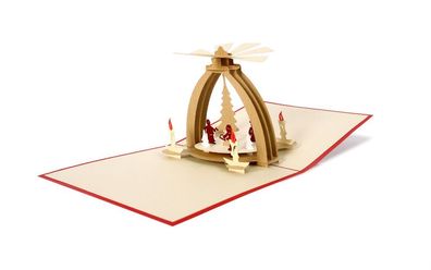 Weihnachtsklappkarte Weihnachtskarte Pyramide 3D Klappkarte Tischpyramide