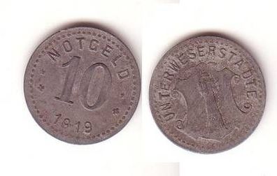 10 Pfennig Zink Not Münze Unterweserstädte 1919