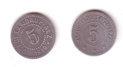 5 Pfennig Zink Not Münze Stadt Landau Pfalz 1919