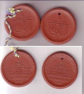 2 DDR Meissner Porzellan Medaillen 800 Jahre Leipziger Messe 1965