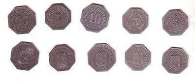 5 x 5 und 10 Pfennig Zink Not Münzen Stadt Mainz 1917
