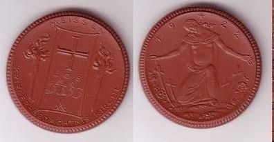 alte Meissner Porzellan Medaille Krieger Gedächtniskirche Meißen 1922