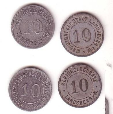 2 x 10 Pfennig Zink Not Münzen Stadt Landsberg a. Warthe ohne Jahr um 1917