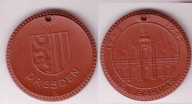 DDR Medaille aus Meissner Porzellan Dresden 13. Februar 1945-1955