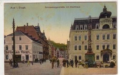 55006 Ak Aue im Erzgebirge Schneebergerstrasse mit Stadthaus 1913