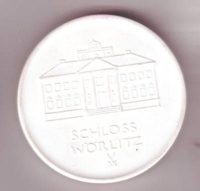 DDR Medaille aus weißem Meissner Porzellan Schloss Wörlitz