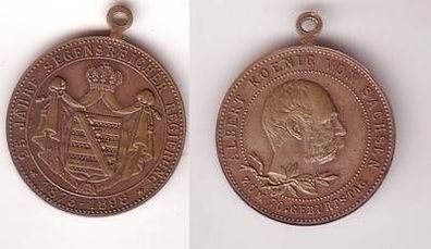 alte Medaille Albert König von Sachsen zum 70. Geburtstags 1898
