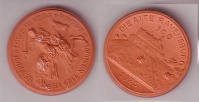 alte braune Porzellan Medaille Welfen Serie "Die Ravensburg" 1923