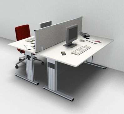 Doppelarbeitsplatz T16 mit Trennwand Schreibtisch Bürotisch