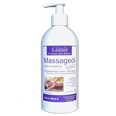 Liscio Med 4 Massageöl für Tantra + erotische Massage (500 ml / 0,5 Liter)