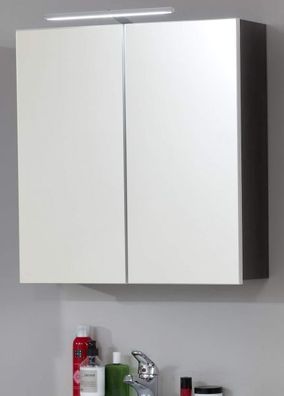Bad Spiegelschrank Line grau Rauchsilber Badezimmer Spiegel 60 cm opt. Beleuchtung
