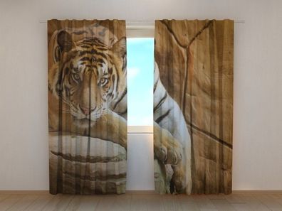 Fotogardine schöner Tiger, Vorhang mit Foto, Fotovorhang, Gardine, nach Maß