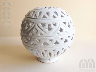 Windlicht Kugel 26 cm handbemalt Keramik, Laterne, orientalisch, Handarbeit