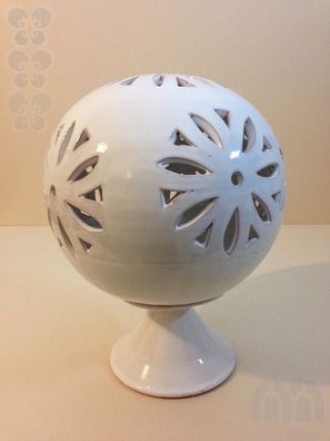 Windlicht Kugel Ø 25 cm mit Sockel, Keramik handbemalt, Laterne, Handarbeit