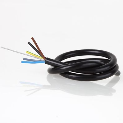 PVC Lampenkabel Rundkabel schwarz 5-adrig 5x0,75mm² mit Stahlseil
