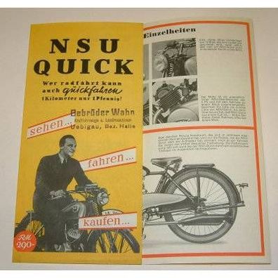 Original-Prospekt NSU Quick 1936/37