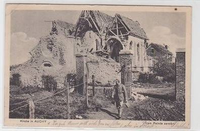 54087 Feldpost Ak Kirche in Auchy Frankreich France vom Feinde zerstört 1917