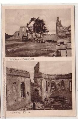 54413 Feldpost Ak Harbouey Frankreich France zerstörte Kirche 1916