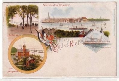54384 Ak Lithographie Gruss aus Kiel um 1900