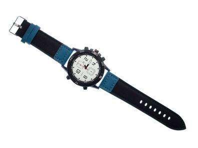 Herren Damen Armbanduhr DAU HAU Uhr Zeit Miniblings Kunstleder blau schwarz