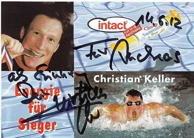 Christian Keller Autogrammkarte Original Signiert Schwimmen + A31484