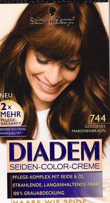 Diadem Schwarzkopf Seiden-Color-Creme Nr. 744 goldenes Maronenbraun 2-Pack