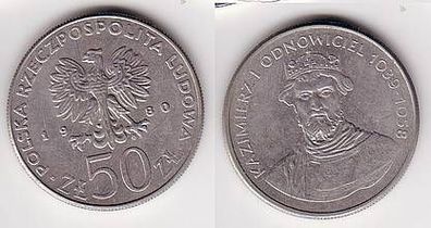 50 Zloty Nickel Münze 1980 Polnische Könige, Kasimir I. 1039-1058