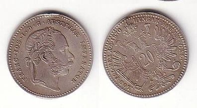20 Kreuzer Silber Münze Österreich 1870