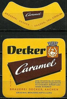 ALT ! Bieretikett "Caramel" Brauerei Decker † 1973 Aachen Nordrhein-Westfalen