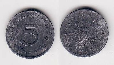 5 Pfennig Zink Münze Deutsches Reich 1947 D Jäger 374