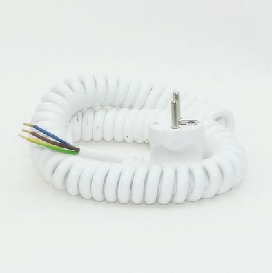 Spiralkabel Schutzkontakt Wendelleitung weiß 3x1,0 mm² dehnbar bis 2,5 Meter